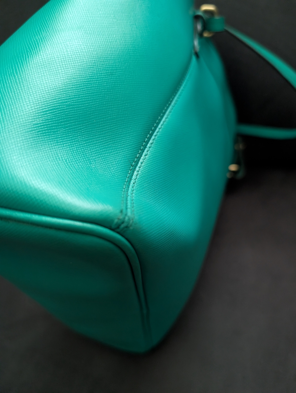 Coach Peyton Turquoise Tote with Gold Accent - Picture 8 of 13